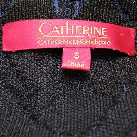 Catherine Malandrino zip up black and navy floral print moto runway jacket Sz S - Picture 6 of 7